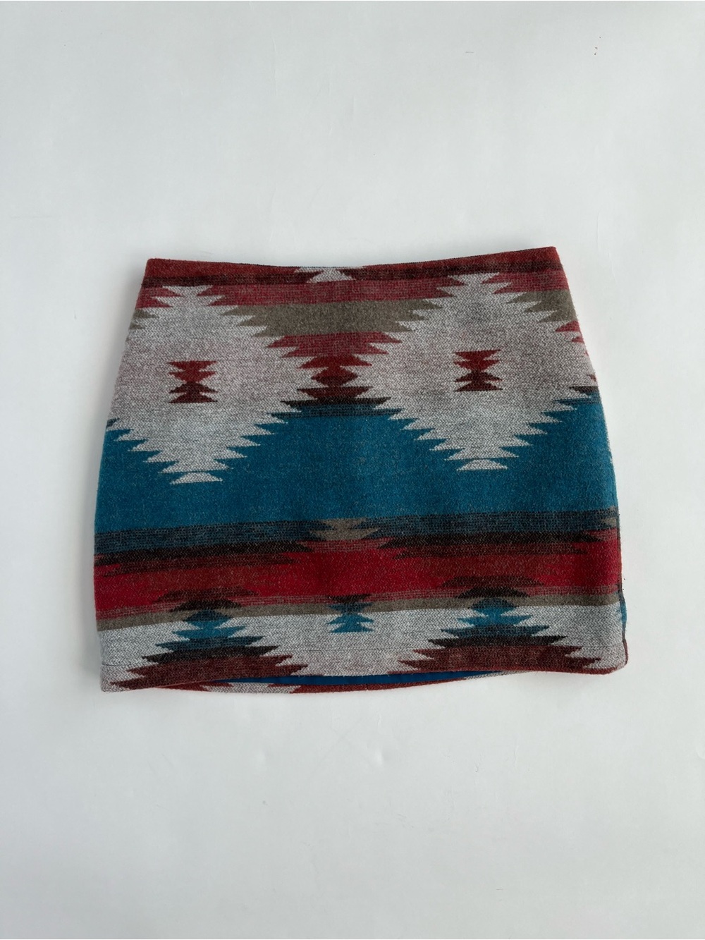 American Eagle Women’s Aztec Print Mini Skirt in Teal & Red